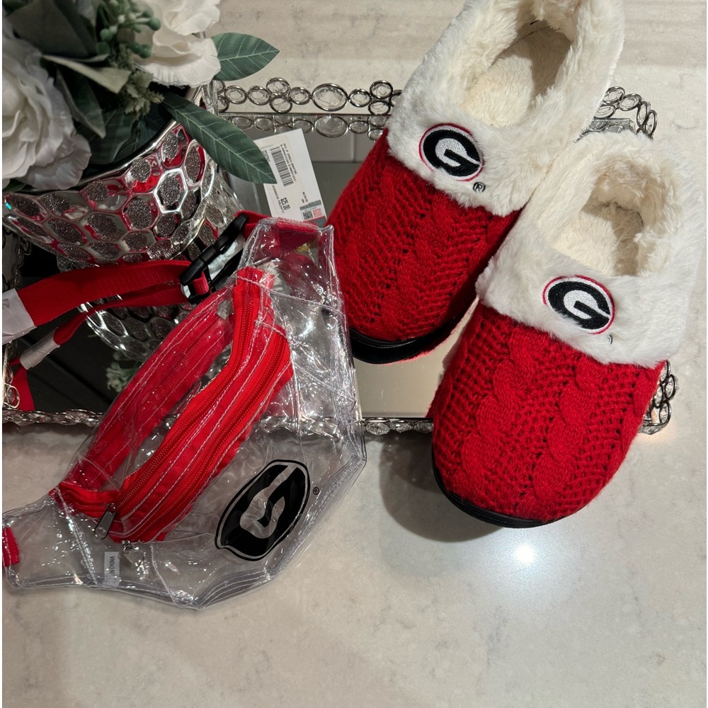 NWT Georgia University sling shot clear bum bag and like new Shoe combo